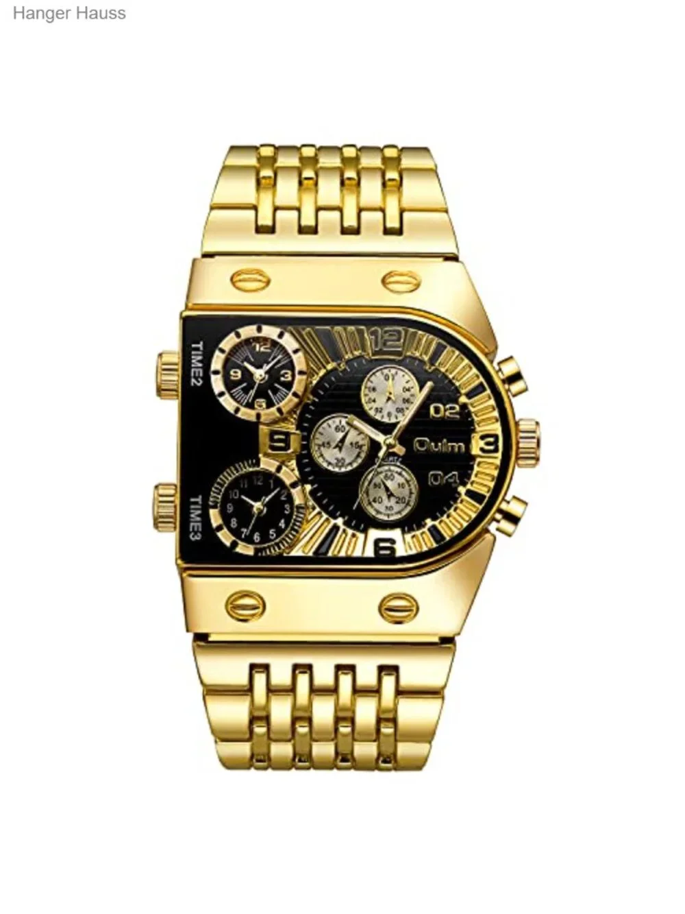 Men's Luxury Rectangular Quartz Watch Multi-Time Zone Luminous Waterproof